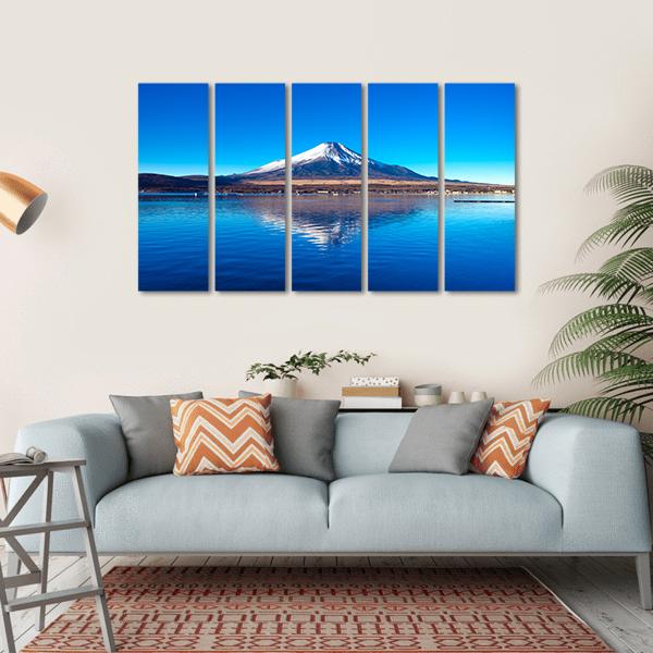 Mount Fuji & Lake Yamanaka Canvas Wall Art-5 Horizontal-Gallery Wrap-22" x 12"-Tiaracle