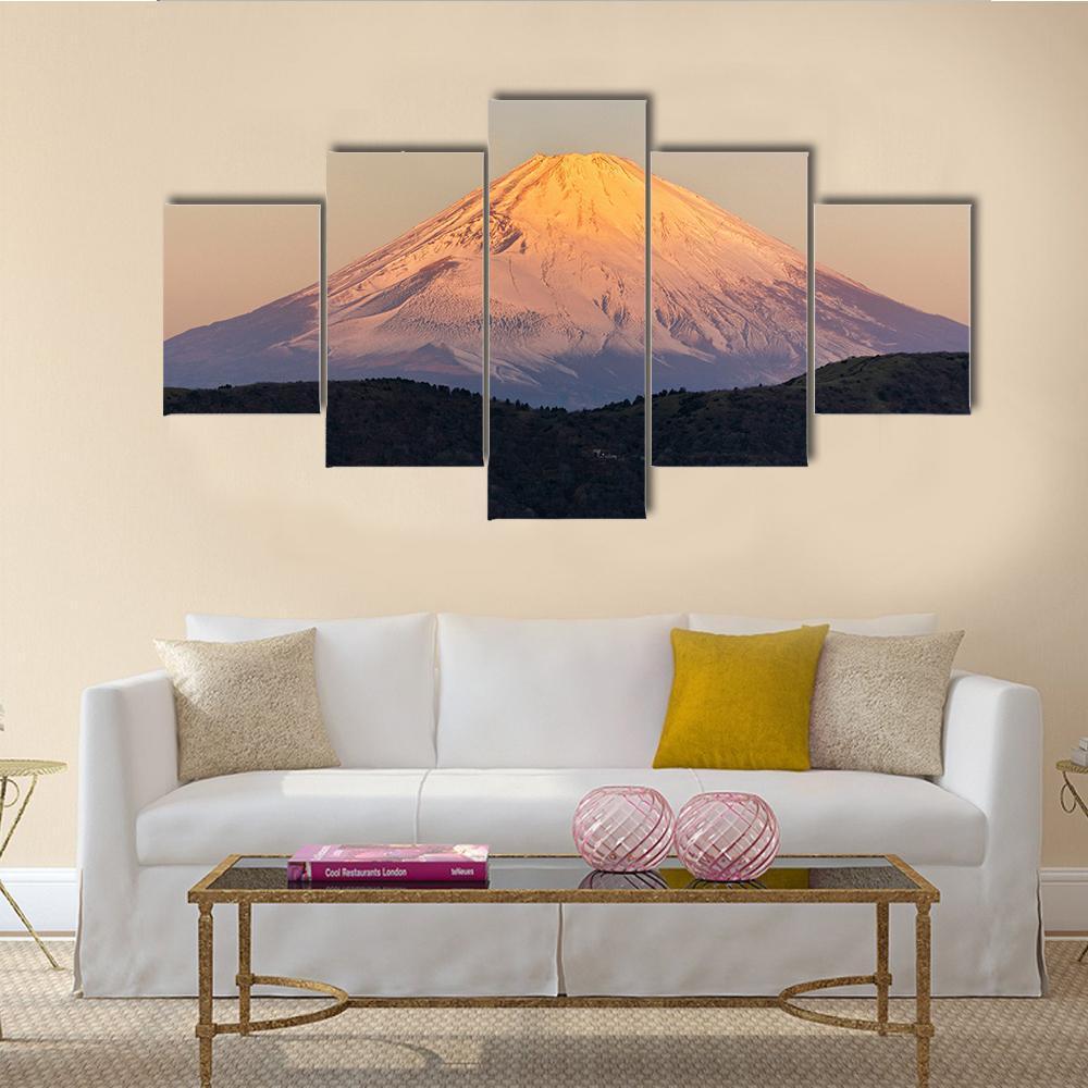 Mount Fuji Sunrise Canvas Wall Art-5 Star-Gallery Wrap-62" x 32"-Tiaracle