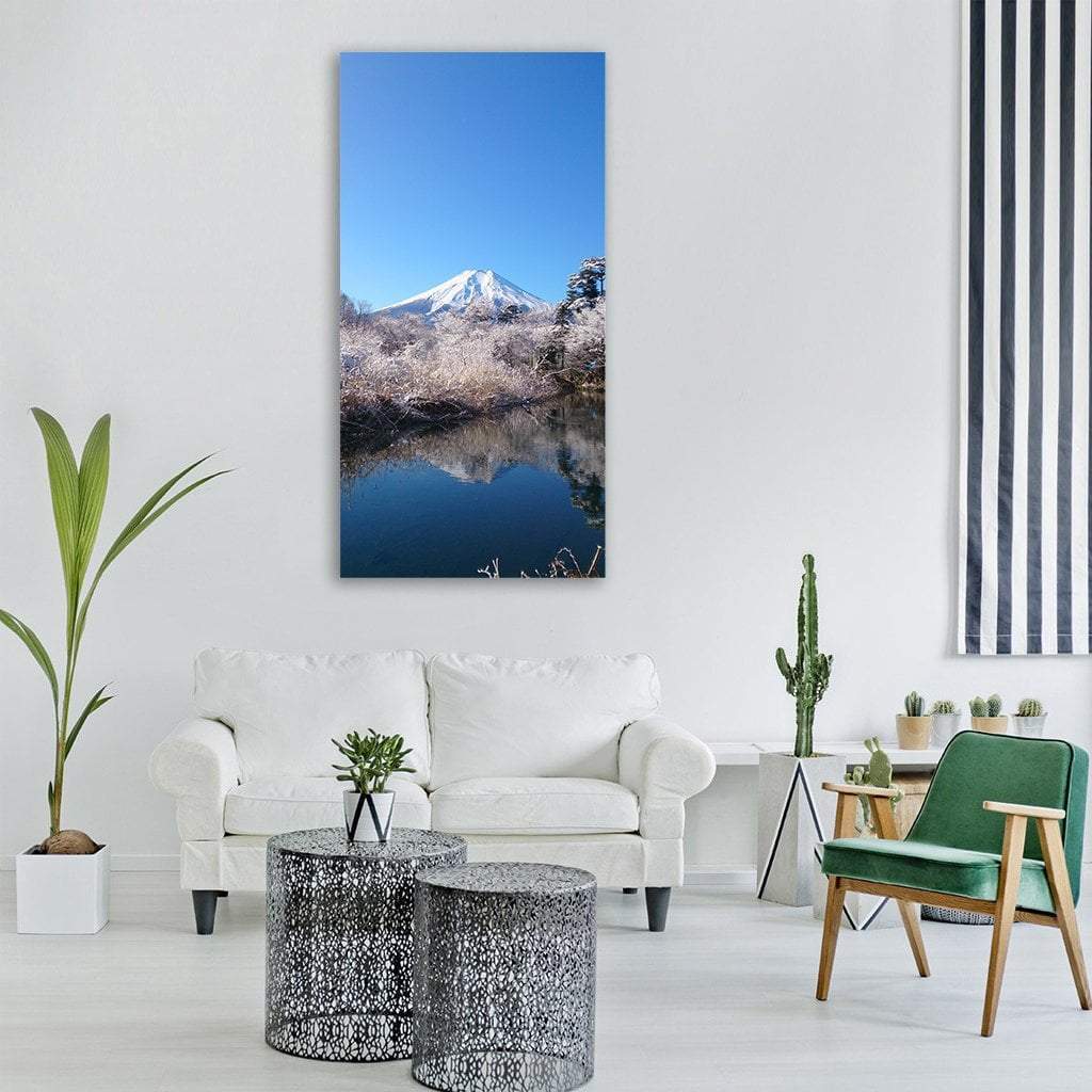 Mount Fuji Under Blue Sky Vertical Canvas Wall Art-3 Vertical-Gallery Wrap-12" x 25"-Tiaracle