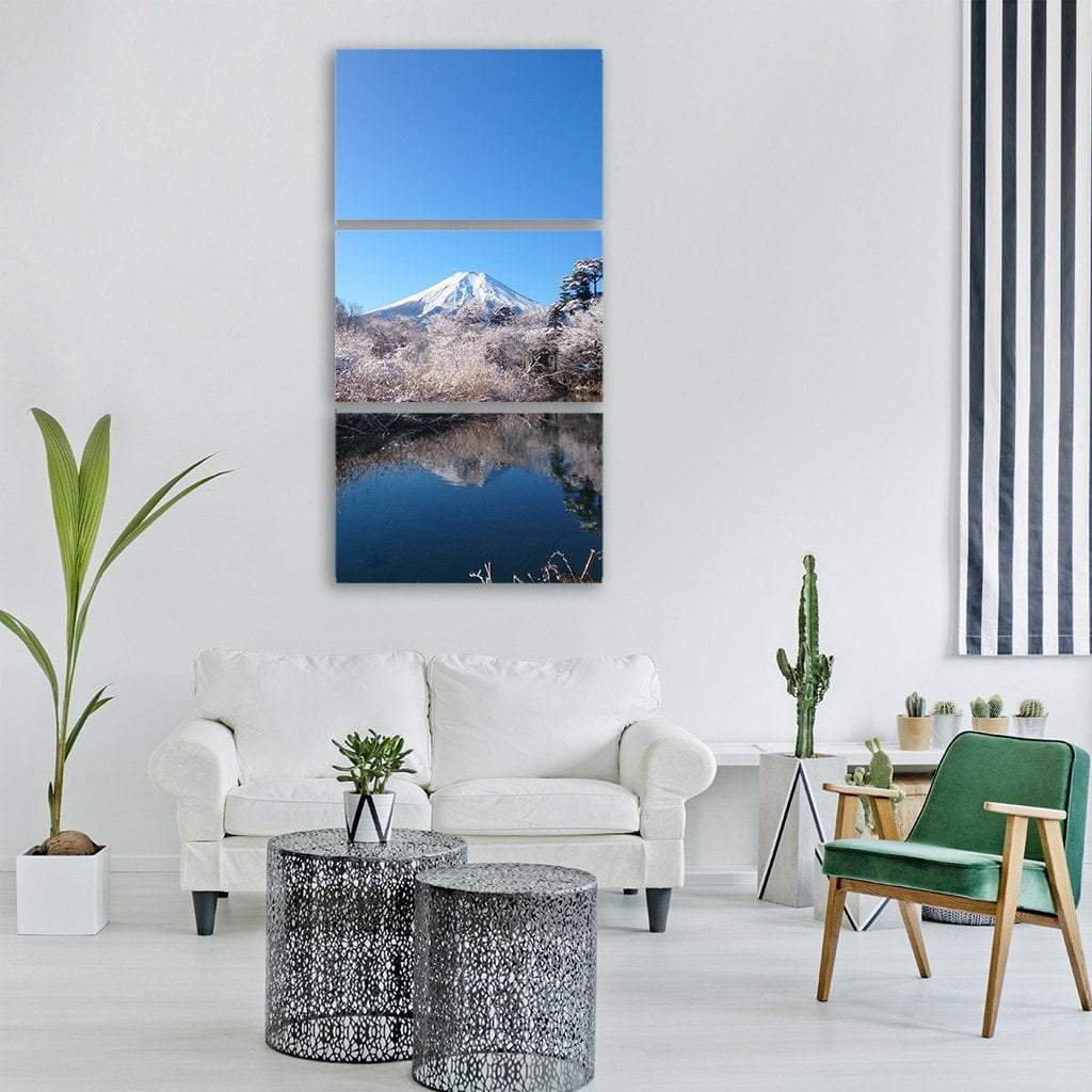 Mount Fuji Under Blue Sky Vertical Canvas Wall Art-3 Vertical-Gallery Wrap-12" x 25"-Tiaracle