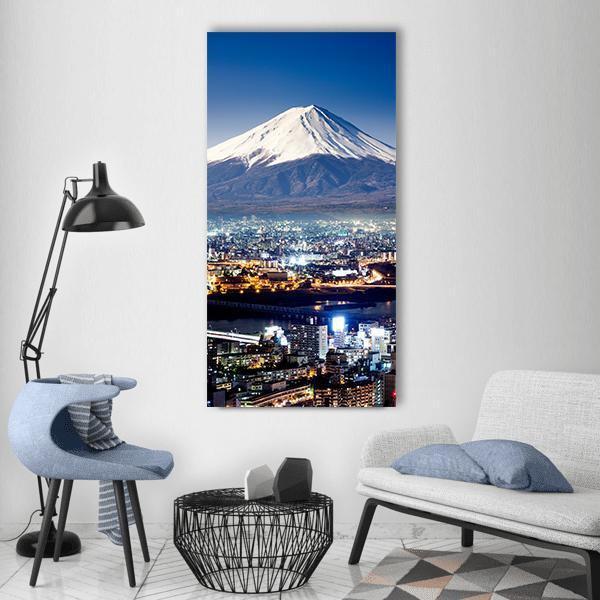 Mount Fuji From City Vertical Canvas Wall Art-1 Vertical-Gallery Wrap-12" x 24"-Tiaracle