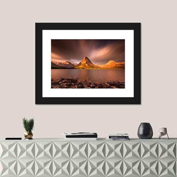 Mount Grinnell At Sunrise Canvas Wall Art-1 Piece-Framed Print-20" x 16"-Tiaracle