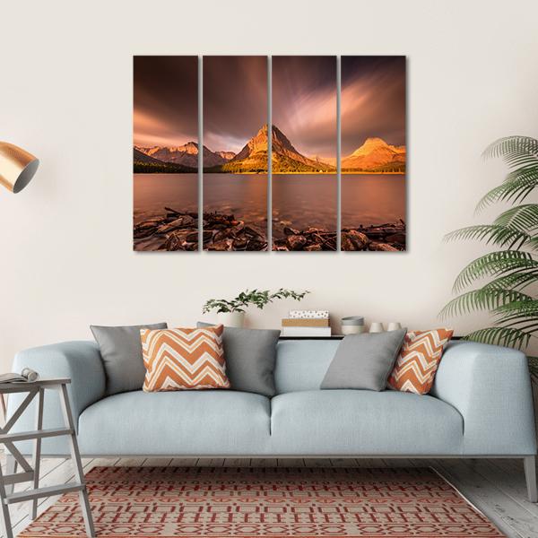 Mount Grinnell At Sunrise Canvas Wall Art-4 Horizontal-Gallery Wrap-34" x 24"-Tiaracle