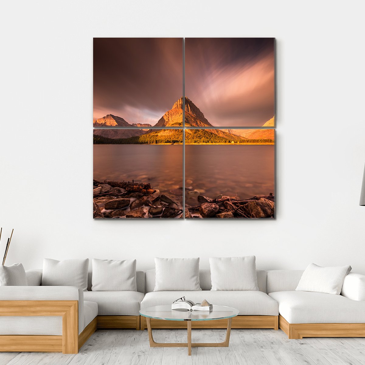 Mount Grinnell At Sunrise Canvas Wall Art-4 Square-Gallery Wrap-17" x 17"-Tiaracle