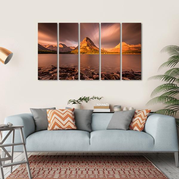 Mount Grinnell At Sunrise Canvas Wall Art-5 Horizontal-Gallery Wrap-22" x 12"-Tiaracle