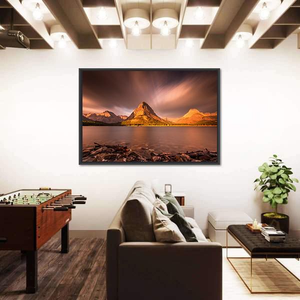 Mount Grinnell At Sunrise Canvas Wall Art-5 Horizontal-Gallery Wrap-22" x 12"-Tiaracle