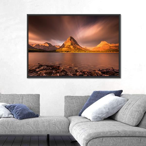 Mount Grinnell At Sunrise Canvas Wall Art-5 Horizontal-Gallery Wrap-22" x 12"-Tiaracle