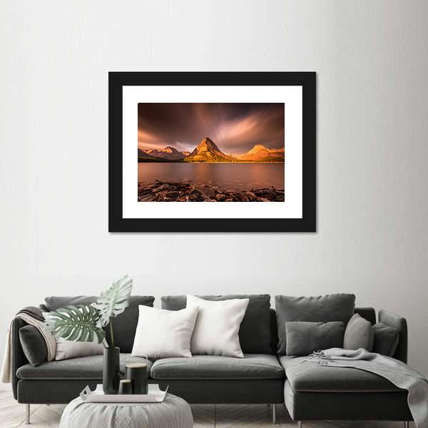 Mount Grinnell At Sunrise Canvas Wall Art-5 Horizontal-Gallery Wrap-22" x 12"-Tiaracle