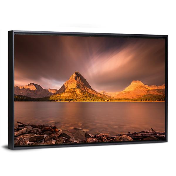 Mount Grinnell At Sunrise Canvas Wall Art-5 Horizontal-Gallery Wrap-22" x 12"-Tiaracle