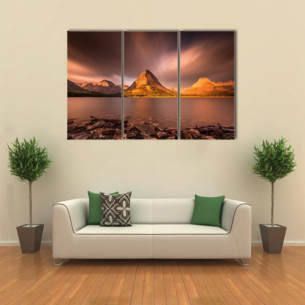 Mount Grinnell At Sunrise Canvas Wall Art-3 Horizontal-Gallery Wrap-37" x 24"-Tiaracle