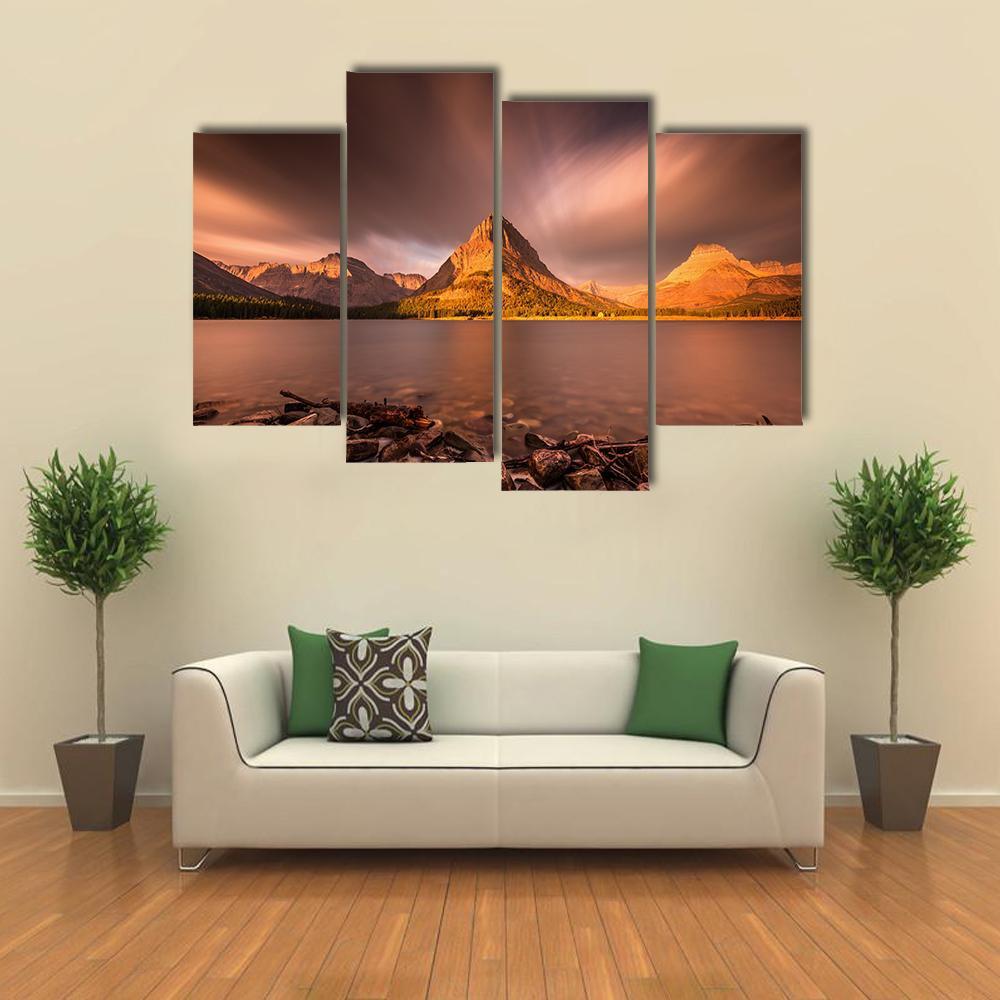 Mount Grinnell At Sunrise Canvas Wall Art-4 Pop-Gallery Wrap-50" x 32"-Tiaracle