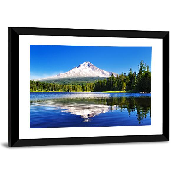 Mount Hood From Lake Vertical Canvas Wall Art-3 Vertical-Gallery Wrap-12" x 25"-Tiaracle