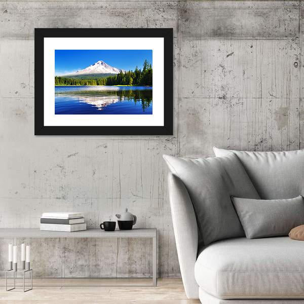 Mount Hood From Lake Vertical Canvas Wall Art-3 Vertical-Gallery Wrap-12" x 25"-Tiaracle