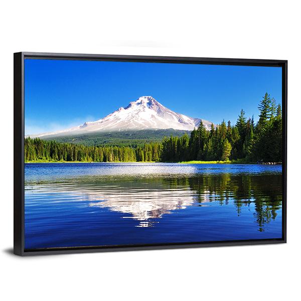 Mount Hood From Lake Vertical Canvas Wall Art-3 Vertical-Gallery Wrap-12" x 25"-Tiaracle