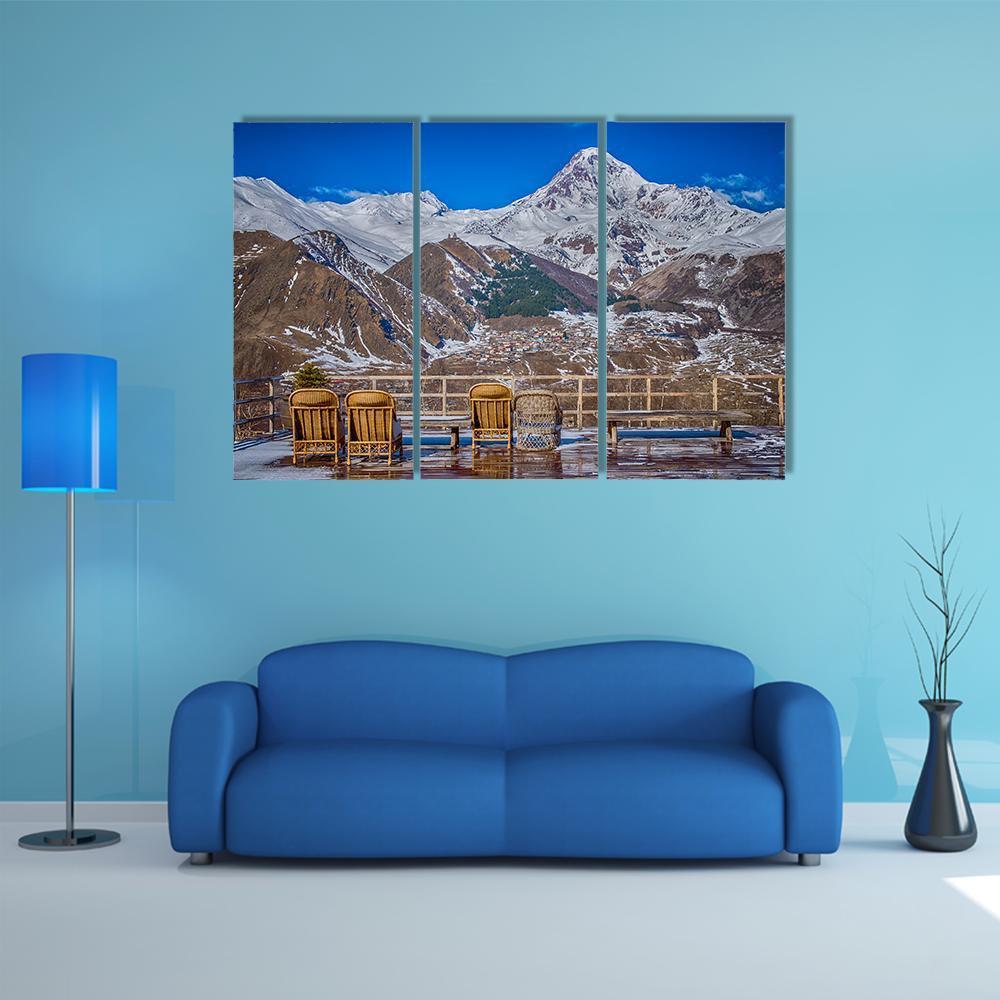 Mount Kazbek In Georgia Canvas Wall Art-3 Horizontal-Gallery Wrap-37" x 24"-Tiaracle