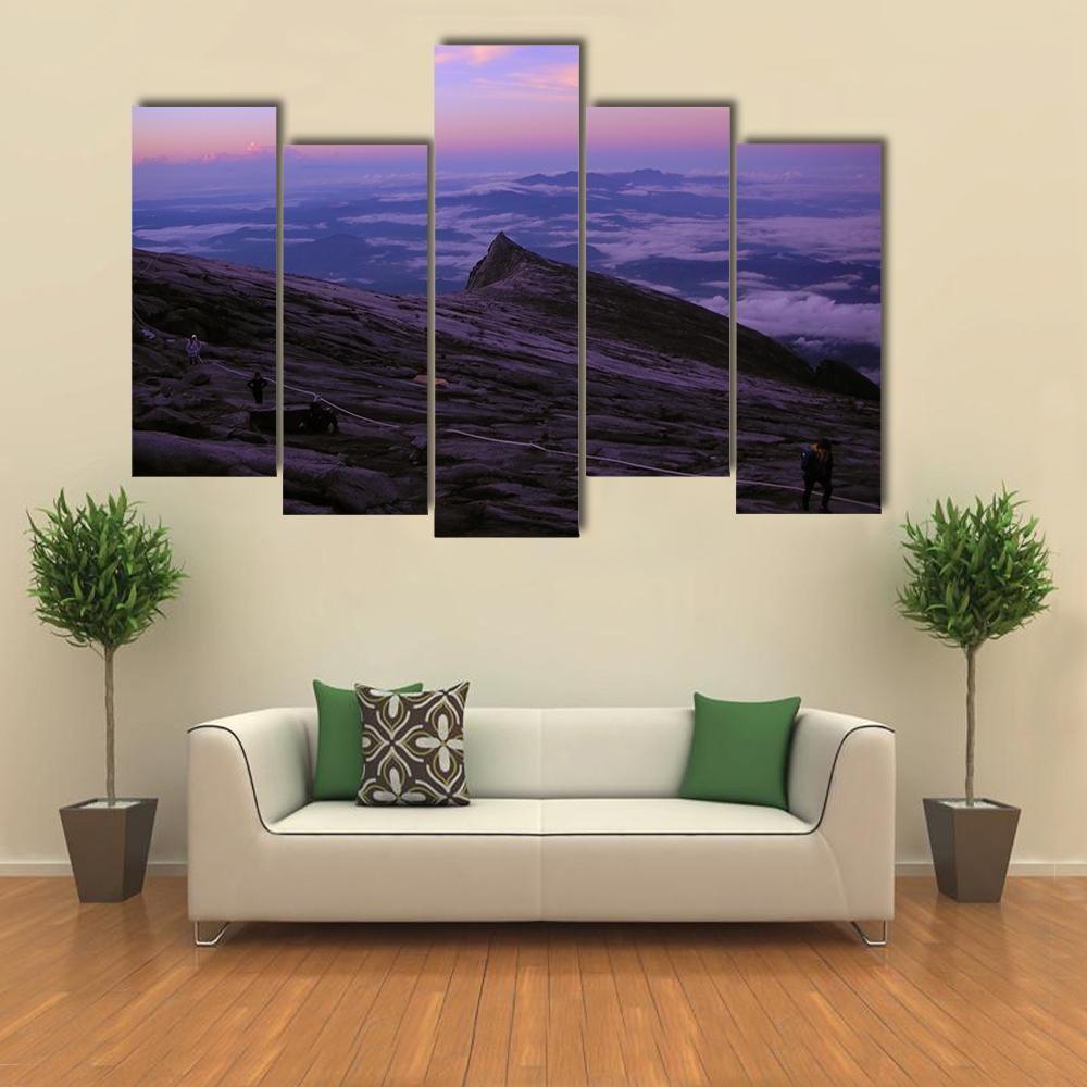 Mount Kinabalu During Dawn Canvas Wall Art-5 Pop-Gallery Wrap-47" x 32"-Tiaracle