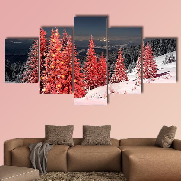Mount Kukul In Winter Canvas Wall Art-5 Star-Gallery Wrap-62" x 32"-Tiaracle