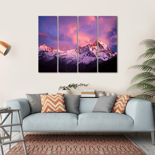 Mount Machhapuchhre At Sunset Canvas Wall Art-4 Horizontal-Gallery Wrap-34" x 24"-Tiaracle