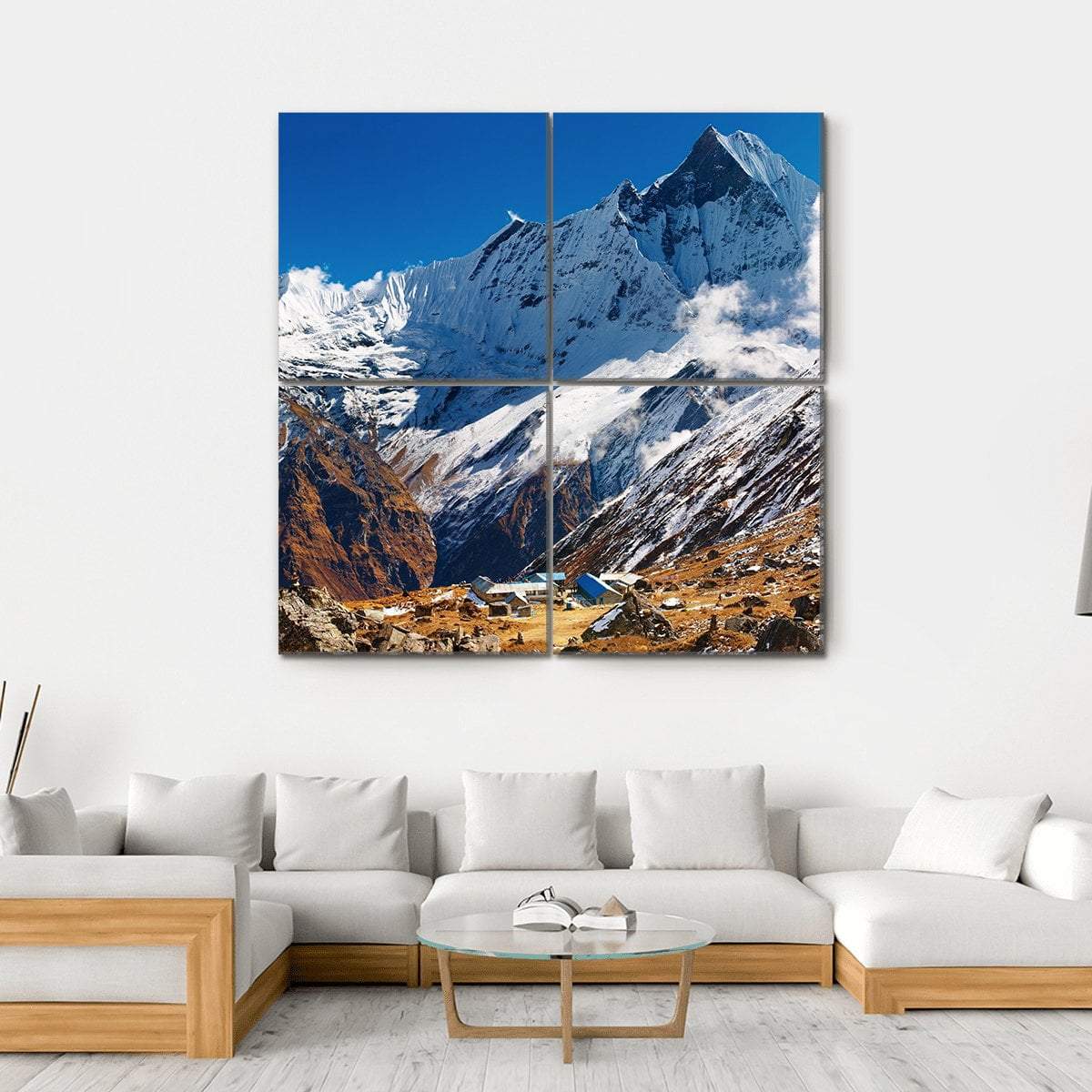 Mount Machhapuchhre Canvas Wall Art-4 Square-Gallery Wrap-17" x 17"-Tiaracle