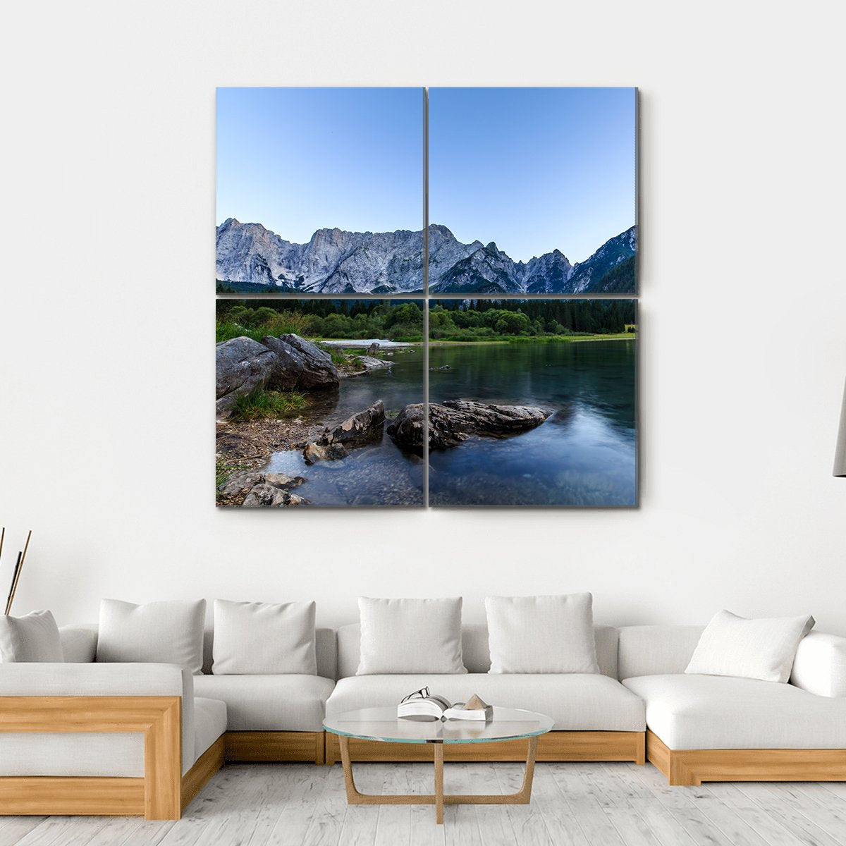 Mount Mangart In Italian Alps Canvas Wall Art-4 Square-Gallery Wrap-17" x 17"-Tiaracle