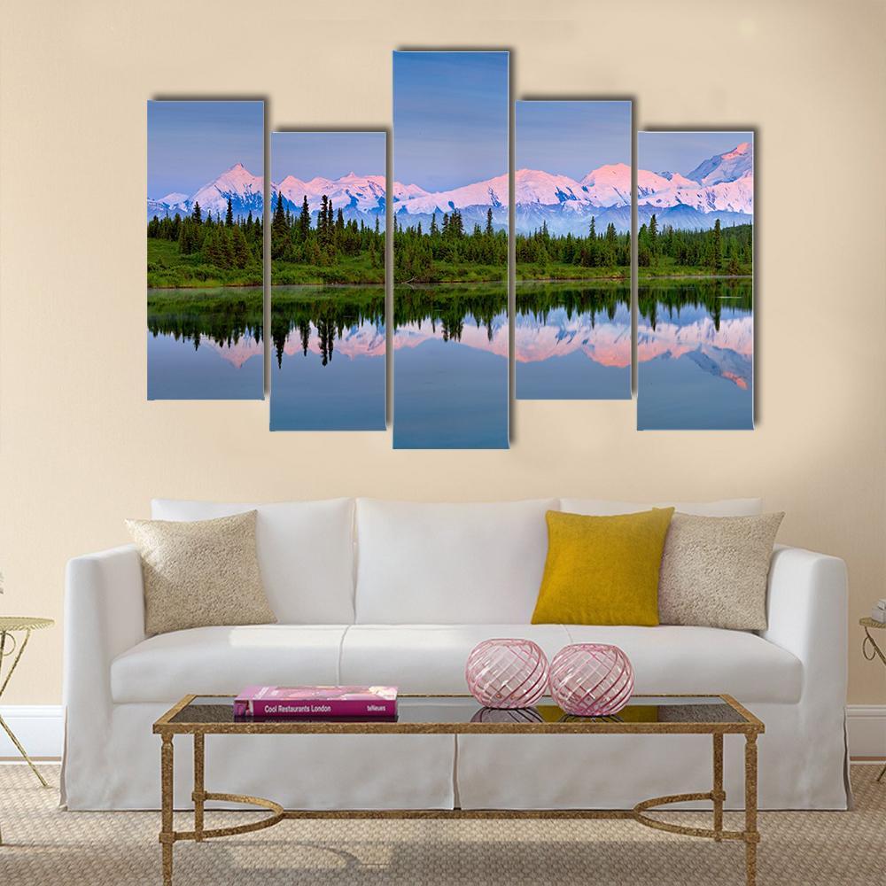 Wonder Lake At Denali Canvas Wall Art-5 Pop-Gallery Wrap-47" x 32"-Tiaracle