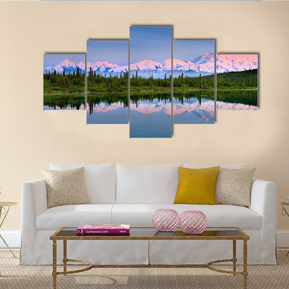 Wonder Lake At Denali Canvas Wall Art-5 Star-Gallery Wrap-62" x 32"-Tiaracle