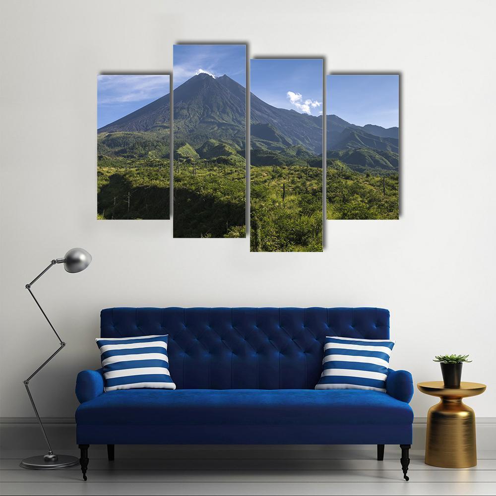 Mount Merapi In Indonesia Canvas Wall Art-4 Pop-Gallery Wrap-50" x 32"-Tiaracle