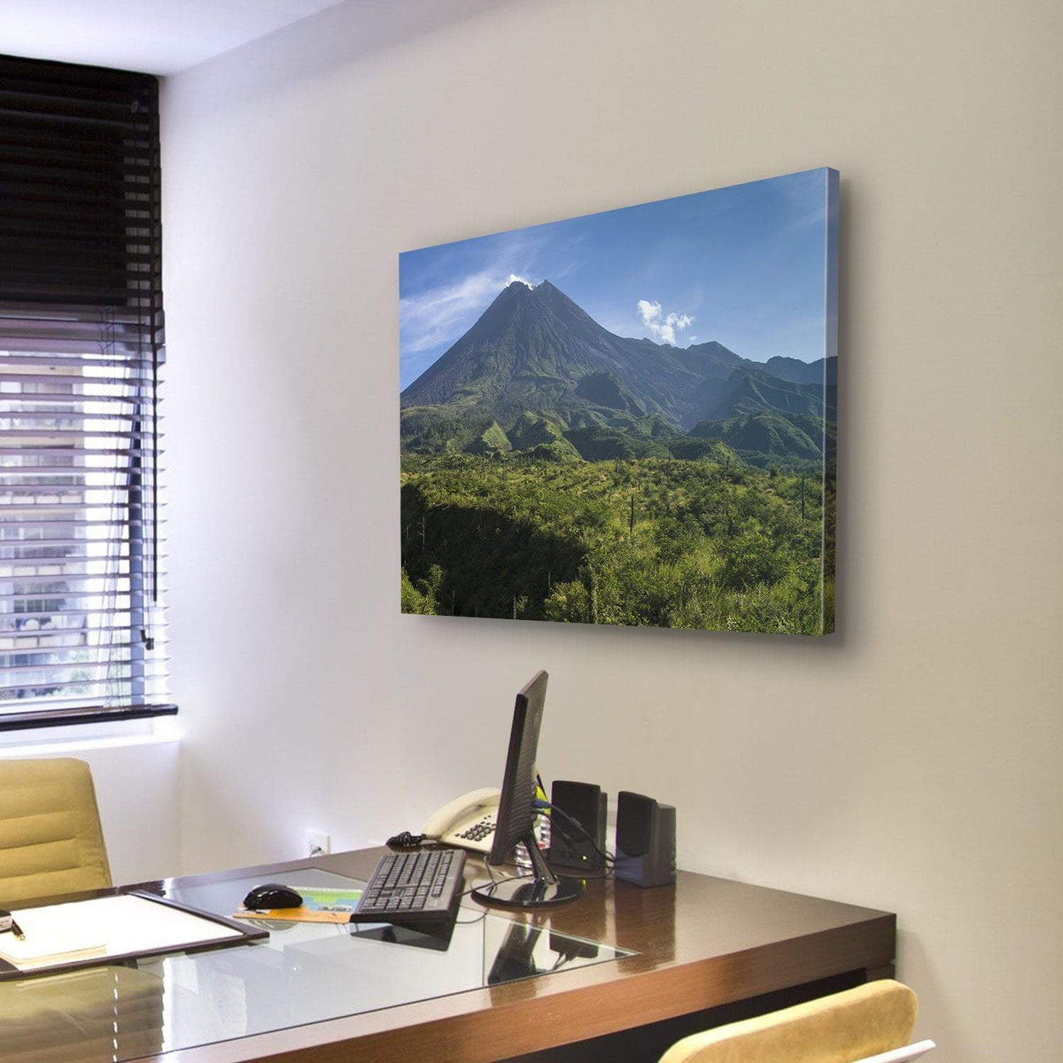 Mount Merapi In Indonesia Canvas Wall Art-3 Horizontal-Gallery Wrap-25" x 16"-Tiaracle