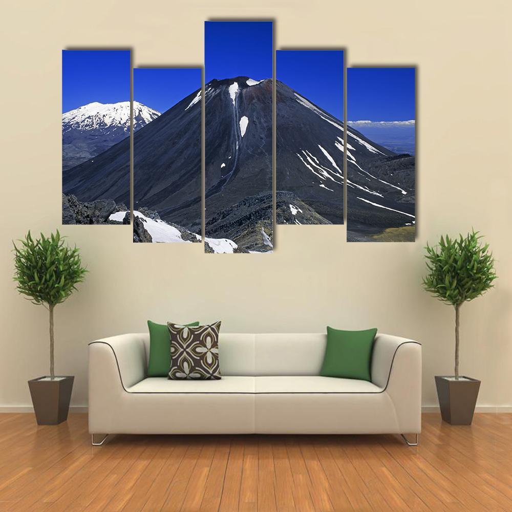 Mount Ngauruhoe &amp; Ruapehu Canvas Wall Art-5 Pop-Gallery Wrap-47" x 32"-Tiaracle