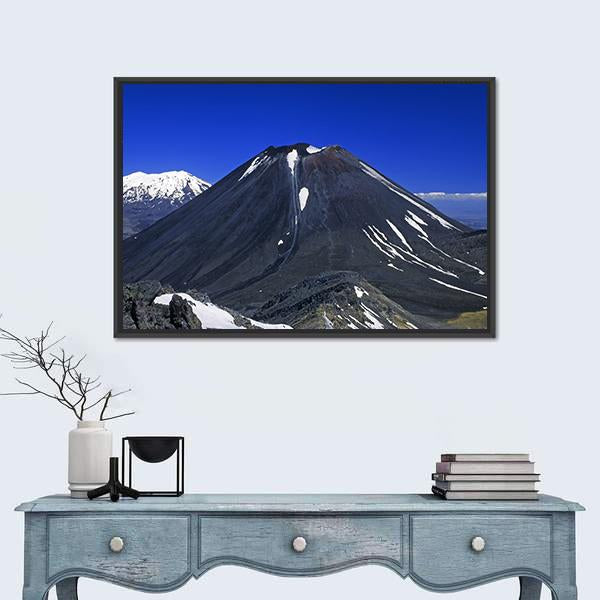 Mount Ngauruhoe &amp; Ruapehu Canvas Wall Art-1 Piece-Floating Frame-24" x 16"-Tiaracle