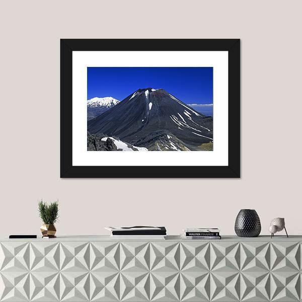 Mount Ngauruhoe & Ruapehu Canvas Wall Art-1 Piece-Framed Print-20" x 16"-Tiaracle