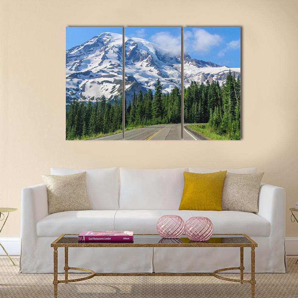 Mount Rainier Road Canvas Wall Art-3 Horizontal-Gallery Wrap-37" x 24"-Tiaracle