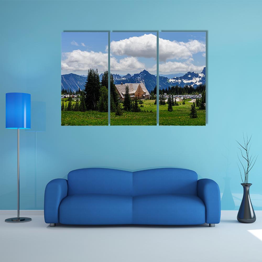 Mount Rainier In Summer Canvas Wall Art-3 Horizontal-Gallery Wrap-37" x 24"-Tiaracle