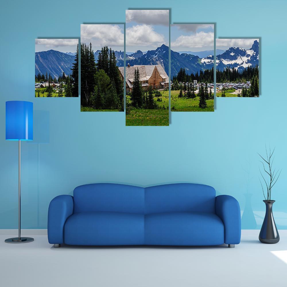 Mount Rainier In Summer Canvas Wall Art-5 Star-Gallery Wrap-62" x 32"-Tiaracle