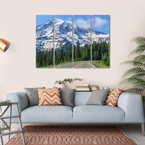 Mount Rainier Road Canvas Wall Art-4 Horizontal-Gallery Wrap-34" x 24"-Tiaracle