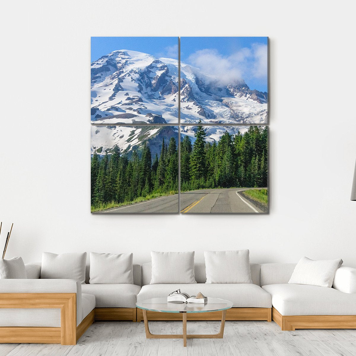 Mount Rainier Road Canvas Wall Art-4 Square-Gallery Wrap-17" x 17"-Tiaracle