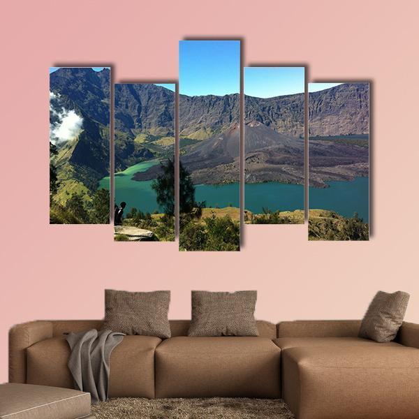 Mount Rinjani Canvas Wall Art-5 Pop-Gallery Wrap-47" x 32"-Tiaracle