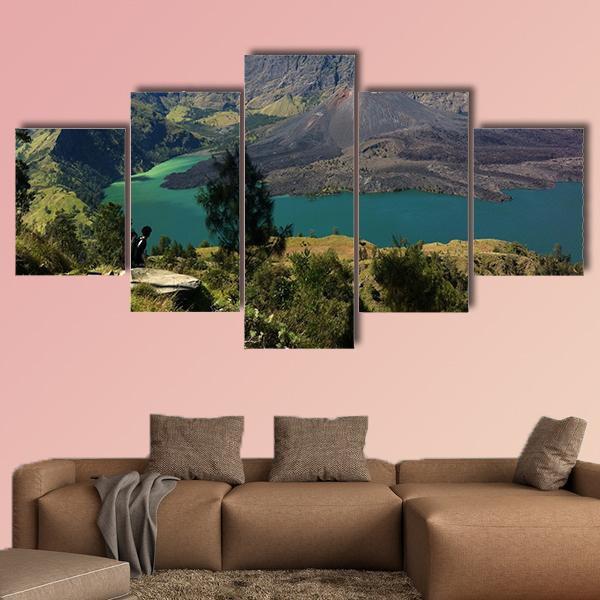 Mount Rinjani Canvas Wall Art-5 Star-Gallery Wrap-62" x 32"-Tiaracle