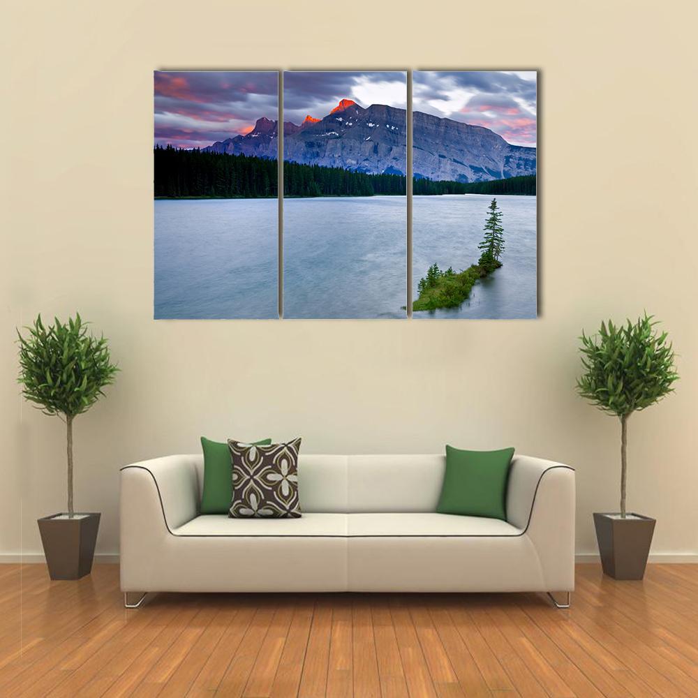 Mount Rundle &amp; Lake Canvas Wall Art-3 Horizontal-Gallery Wrap-37" x 24"-Tiaracle