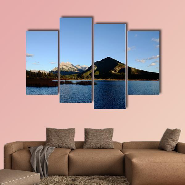 Mount Rundle &amp; Vermilion Lake Canvas Wall Art-4 Pop-Gallery Wrap-50" x 32"-Tiaracle