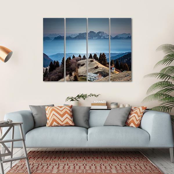 Mount Schiara Dolomite Peaks Canvas Wall Art-4 Horizontal-Gallery Wrap-34" x 24"-Tiaracle