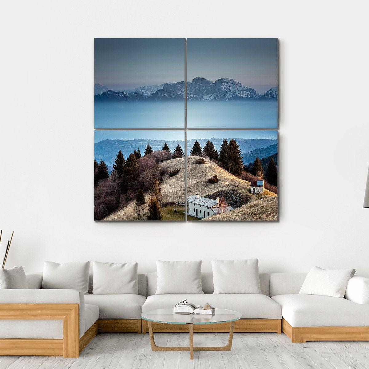 Mount Schiara Dolomite Peaks Canvas Wall Art-4 Square-Gallery Wrap-17" x 17"-Tiaracle