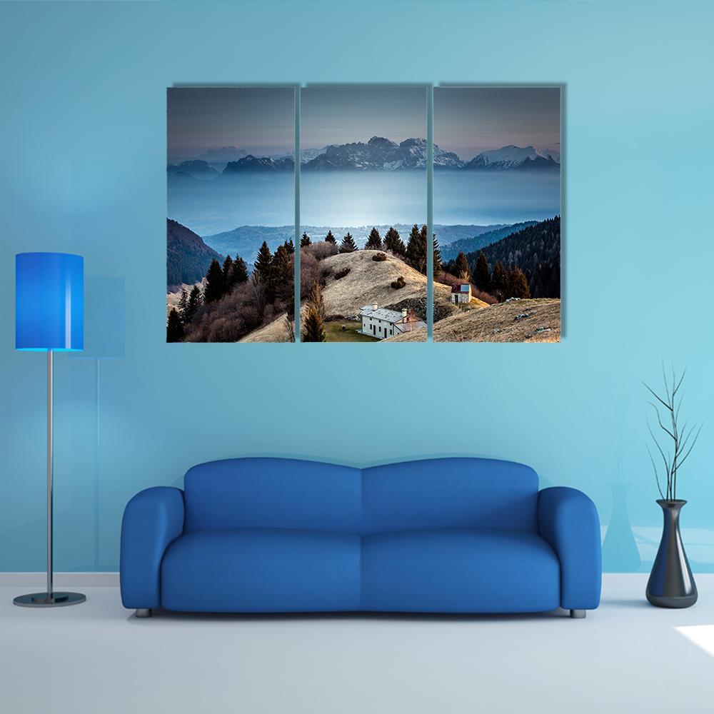 Mount Schiara Dolomite Peaks Canvas Wall Art-4 Pop-Gallery Wrap-50" x 32"-Tiaracle