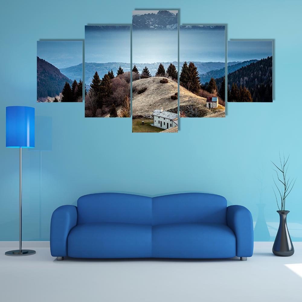 Mount Schiara Dolomite Peaks Canvas Wall Art-5 Star-Gallery Wrap-62" x 32"-Tiaracle