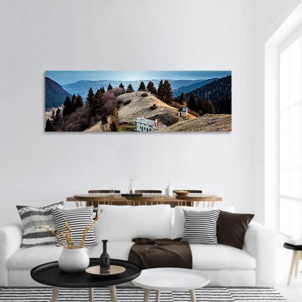 Mount Schiara Dolomite Peaks Panoramic Canvas Wall Art-1 Piece-36" x 12"-Tiaracle