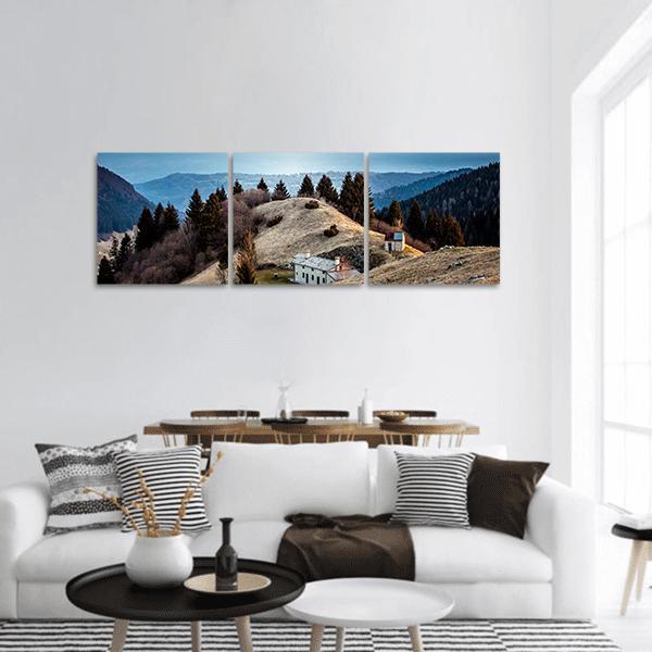 Mount Schiara Dolomite Peaks Panoramic Canvas Wall Art-3 Piece-25" x 08"-Tiaracle