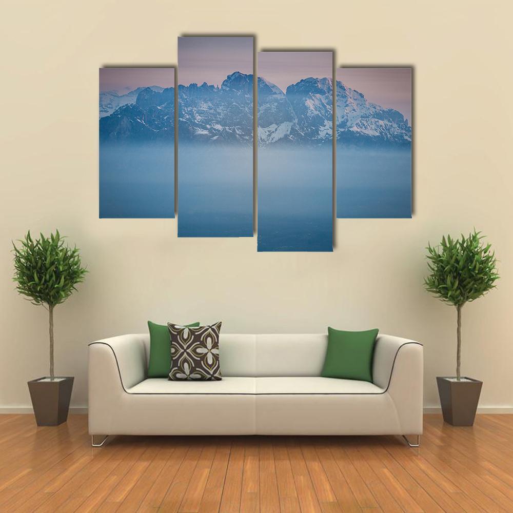 Mount Schiara Peaks Canvas Wall Art-4 Pop-Gallery Wrap-50" x 32"-Tiaracle