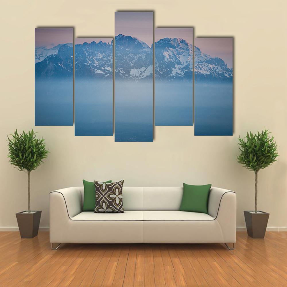 Mount Schiara Peaks Canvas Wall Art-5 Pop-Gallery Wrap-47" x 32"-Tiaracle