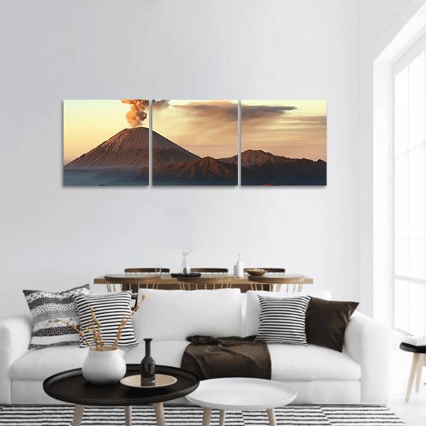 Semeru Volcano Indonesia Panoramic Canvas Wall Art-3 Piece-25" x 08"-Tiaracle