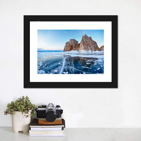 Mount Shamanka In Winter Canvas Wall Art-1 Piece-Framed Print-20" x 16"-Tiaracle